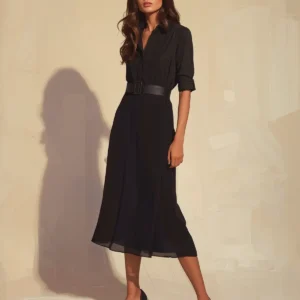 Tailored Linen Midi Shirt Dress