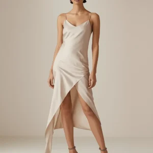 Satin Cowl Neck Midi